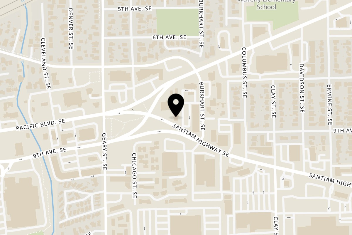 Map showing the location of House of Noodle on 2025 Santiam Hwy SE in Albany